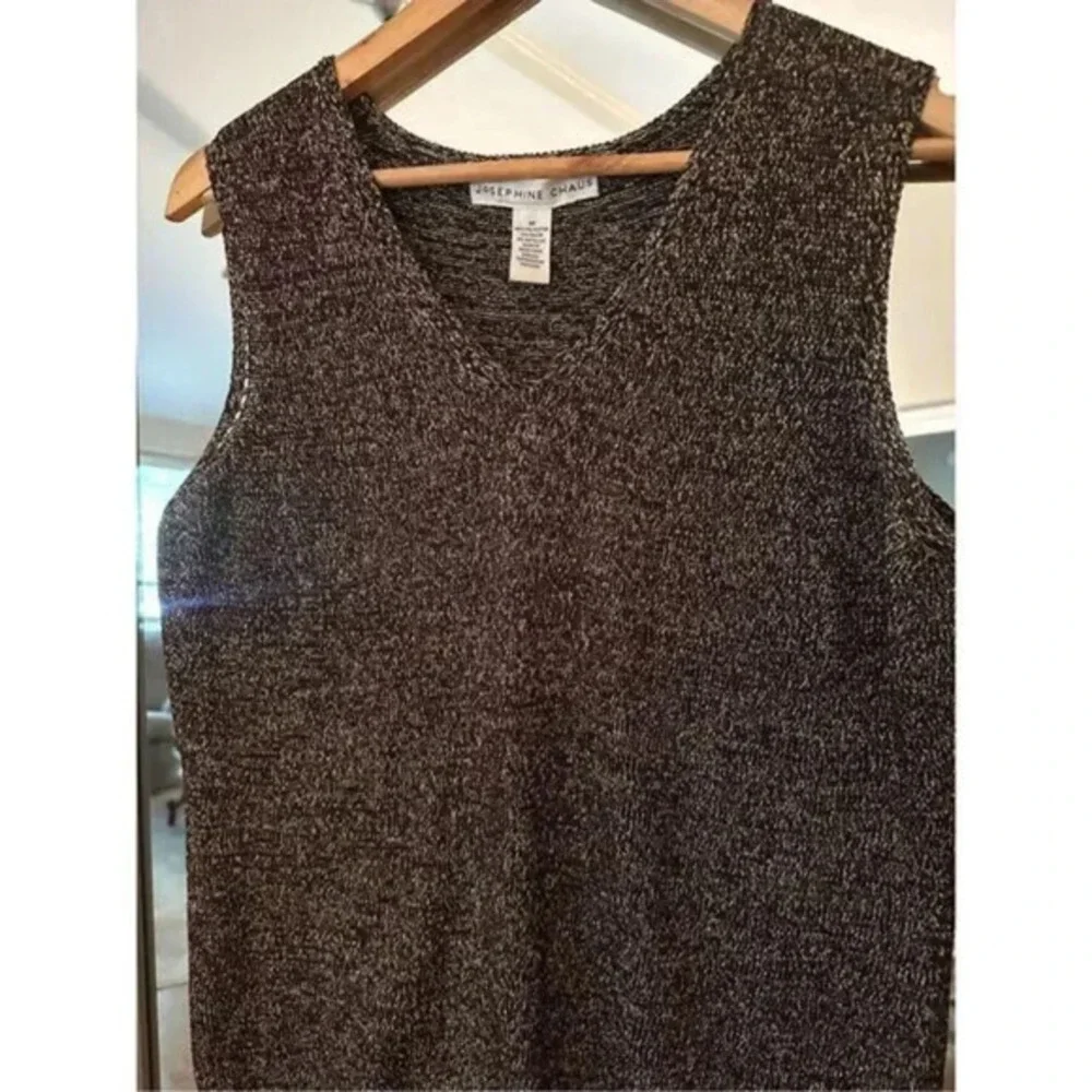 Josephine Chaus Metallic Sleeveless Sweater Medium Gold Brown